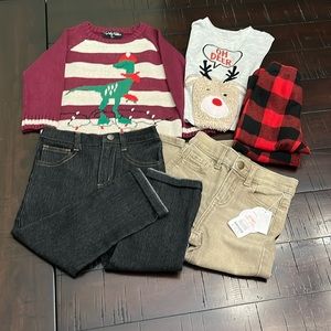 Toddler boy clothes bundle Christmas set pajamas jeans denim 2T and 3T